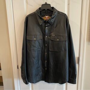Harley-Davidson Men's Vintage Leather Shirt Jacket 98111-98VM Made In Mexico XXL